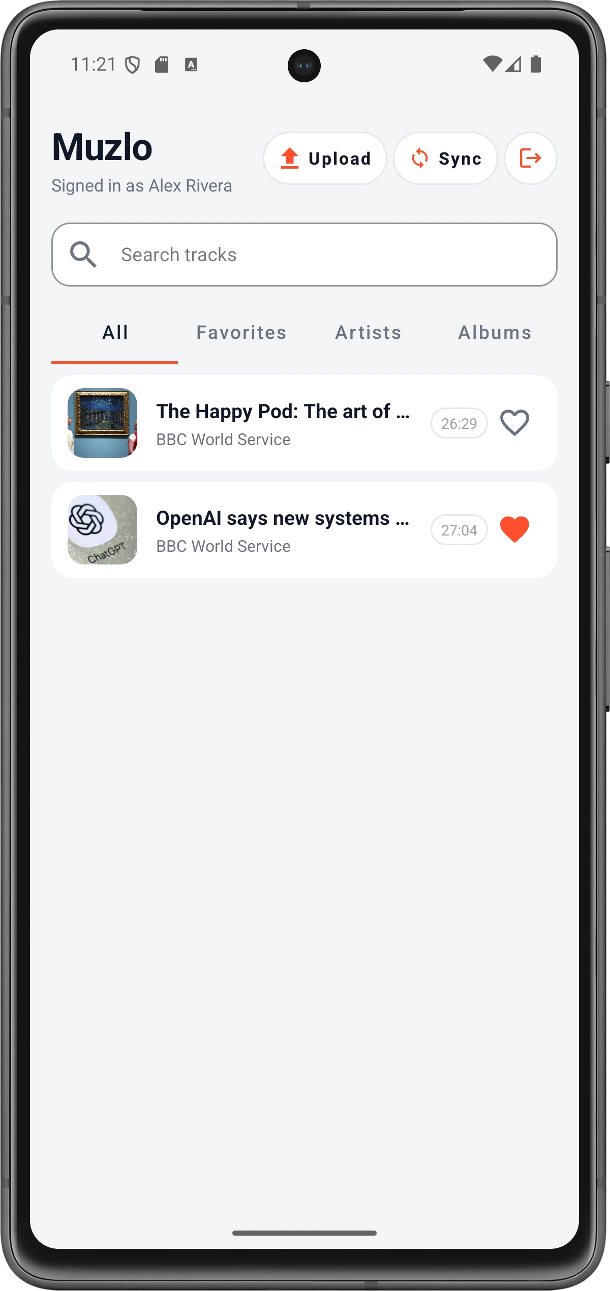 Mobile app sync screen 1